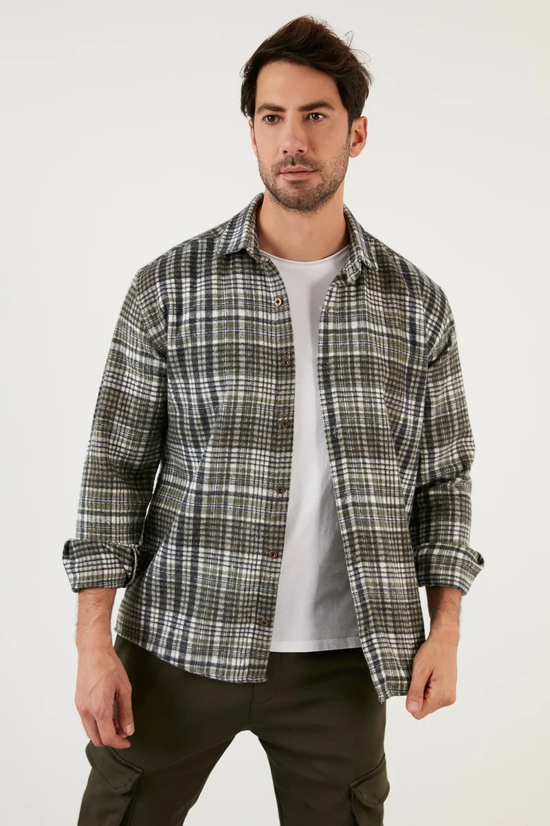 Buratti Plaid Patterned Cotton Regular Fit Winter Shirt Men's Shirt 5896601
