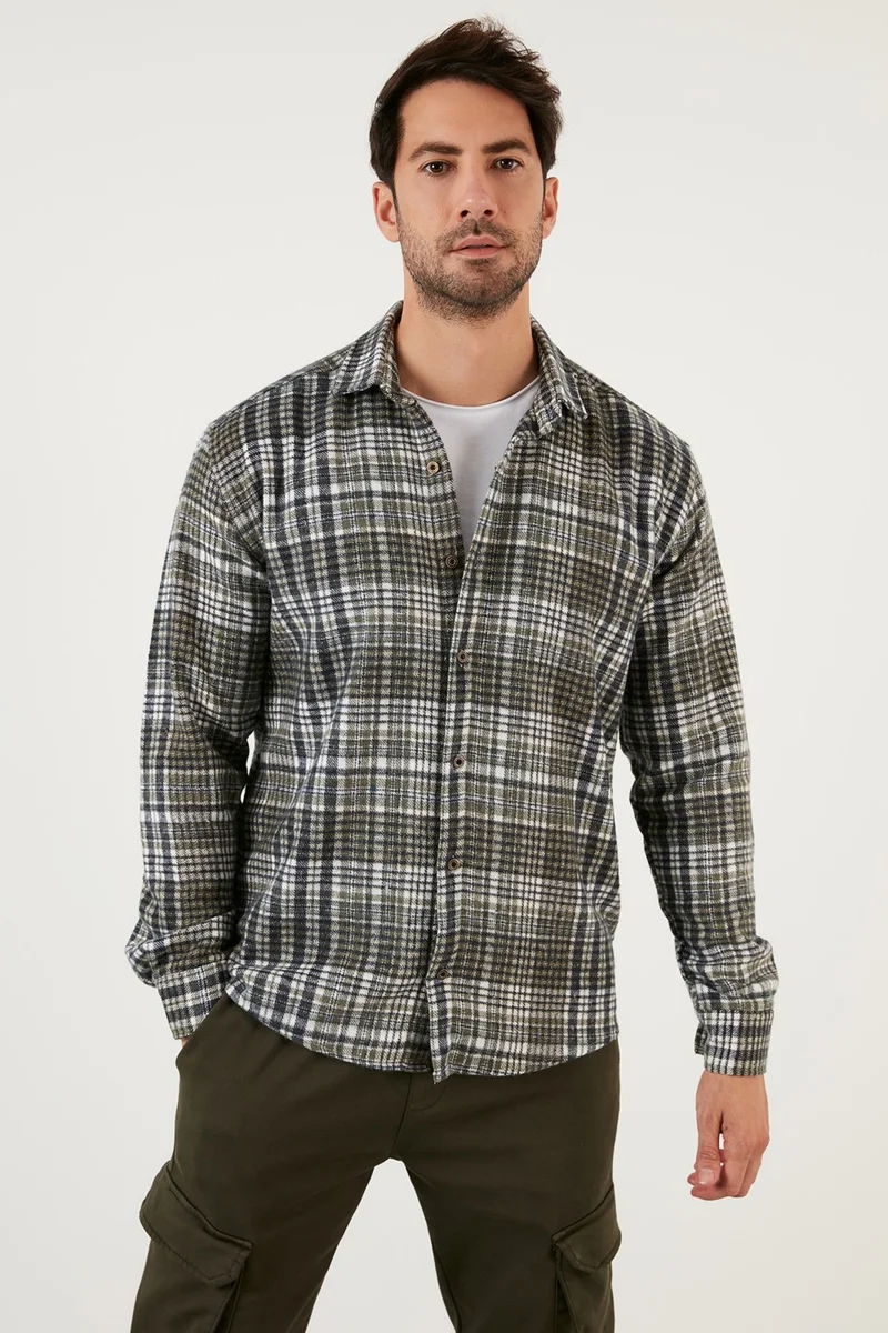 Buratti Plaid Patterned Cotton Regular Fit Winter Shirt Men's Shirt 5896601
