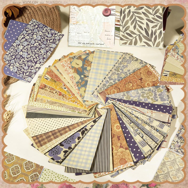 X Hot Popcorn 180 Sheets Vintage Scrapbook Papers Scrapbooking Papers Journaling Supplies Aesthetic Room Decor for Writing Drawing Travel Journal Art Craft Diary Embellishment Supplies Craft Paper - Image 5