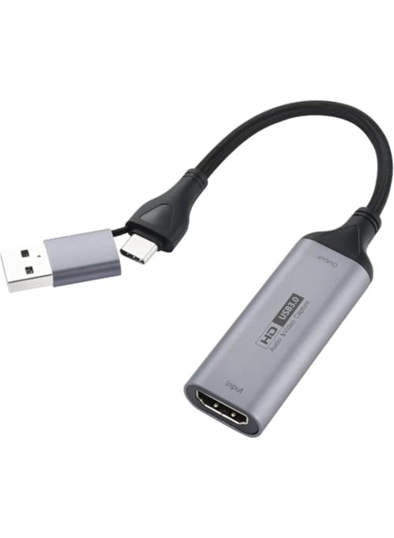 SYOSI بطاقة التقاط الفيديو، 4K HDMI إلى 1080P USB-A/USB-C بطاقة تسجيل الفيديو للألعاب، البث، المؤتمرات، وتسجيل التلفزيون، متوافقة مع ويندوز، لينوكس، أندرويد (أسود) - Image 1