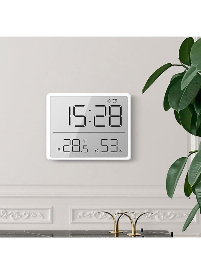 Rubik Digital Alarm Clock with Temperature and Humidity Large Display Magnetic & Wall Mountable, Table Standing for Home and Office (White 8218)  - Image 2