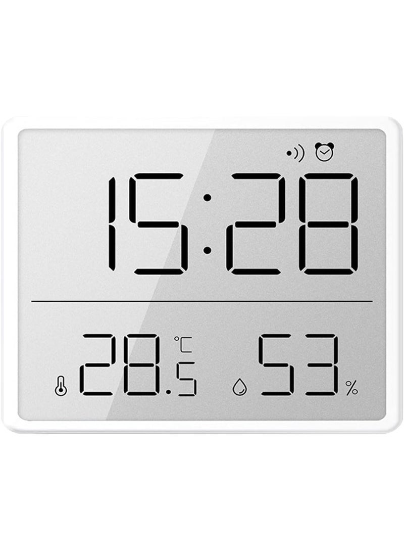 Rubik Digital Alarm Clock with Temperature and Humidity Large Display Magnetic & Wall Mountable, Table Standing for Home and Office (White 8218)  - Image 1