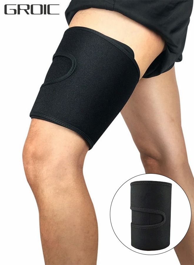 GROIC Adjustable Thigh Brace Support, Quadriceps Support and Thigh Wraps, Adjustable Compression Sleeve, Thigh Brace Hamstring Wrap with Anti-Slip Silicone Strips for Leg Sprains, Strains, Tendonitis Injury - Image 1