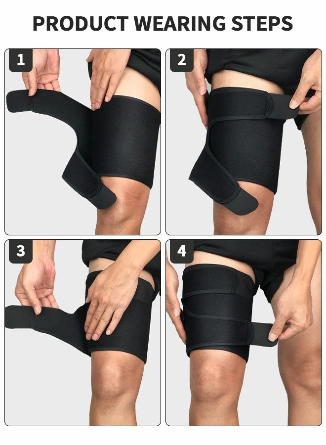 GROIC Adjustable Thigh Brace Support, Quadriceps Support and Thigh Wraps, Adjustable Compression Sleeve, Thigh Brace Hamstring Wrap with Anti-Slip Silicone Strips for Leg Sprains, Strains, Tendonitis Injury - Image 4