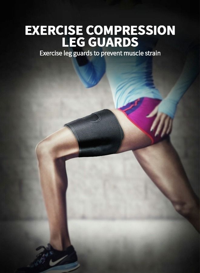 GROIC Adjustable Thigh Brace Support, Quadriceps Support and Thigh Wraps, Adjustable Compression Sleeve, Thigh Brace Hamstring Wrap with Anti-Slip Silicone Strips for Leg Sprains, Strains, Tendonitis Injury - Image 2