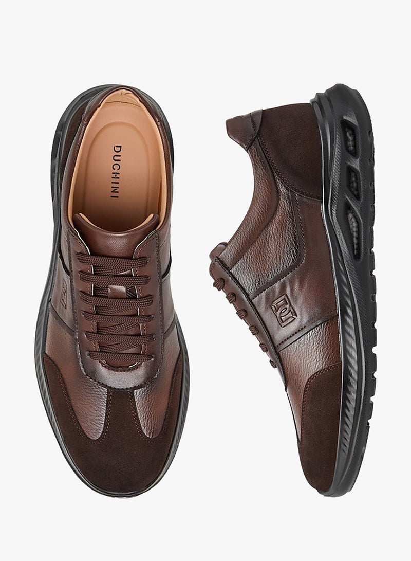 DUCHINI Men's Panelled Lace-Up Sneakers - Image 3