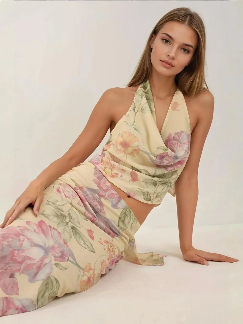 HICCUP Multicolor Low Rise Floral Maxi Skirt for Women | Best Price UAE
