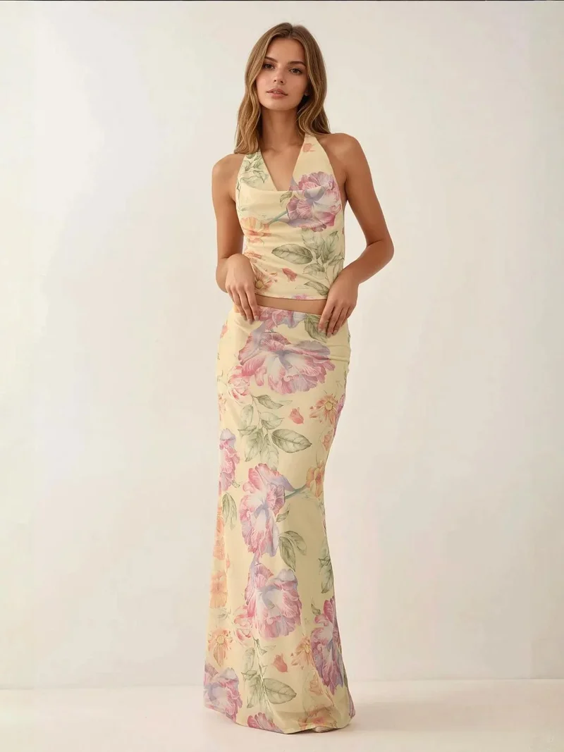 HICCUP Multicolor Low Rise Floral Maxi Skirt for Women | Best Price UAE