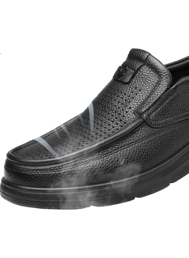 Strongman Men'S Business Casual Loafers Soft Leather Soft Sole Top Layer Sheepskin Hollow Out Sandals Jdd351319 Black 42 - Image 1