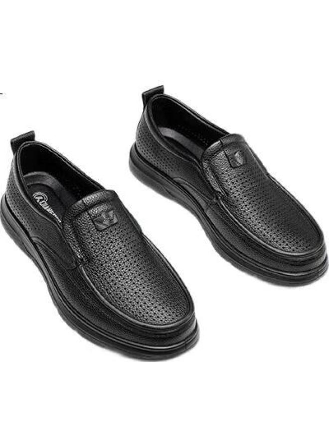 Strongman Men'S Business Casual Loafers Soft Leather Soft Sole Top Layer Sheepskin Hollow Out Sandals Jdd351319 Black 42 - Image 2