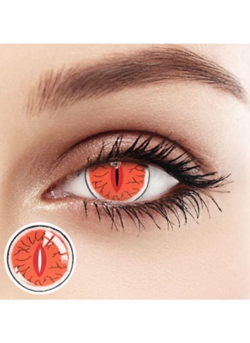 Unibling - Demon Slayer Kibutsuji Muzan Yearly Colored Contact Lenses, Unisex Cosmetic Cosplay Contact Lenses, Enlargement Collection, Orange, With Case - Image 1