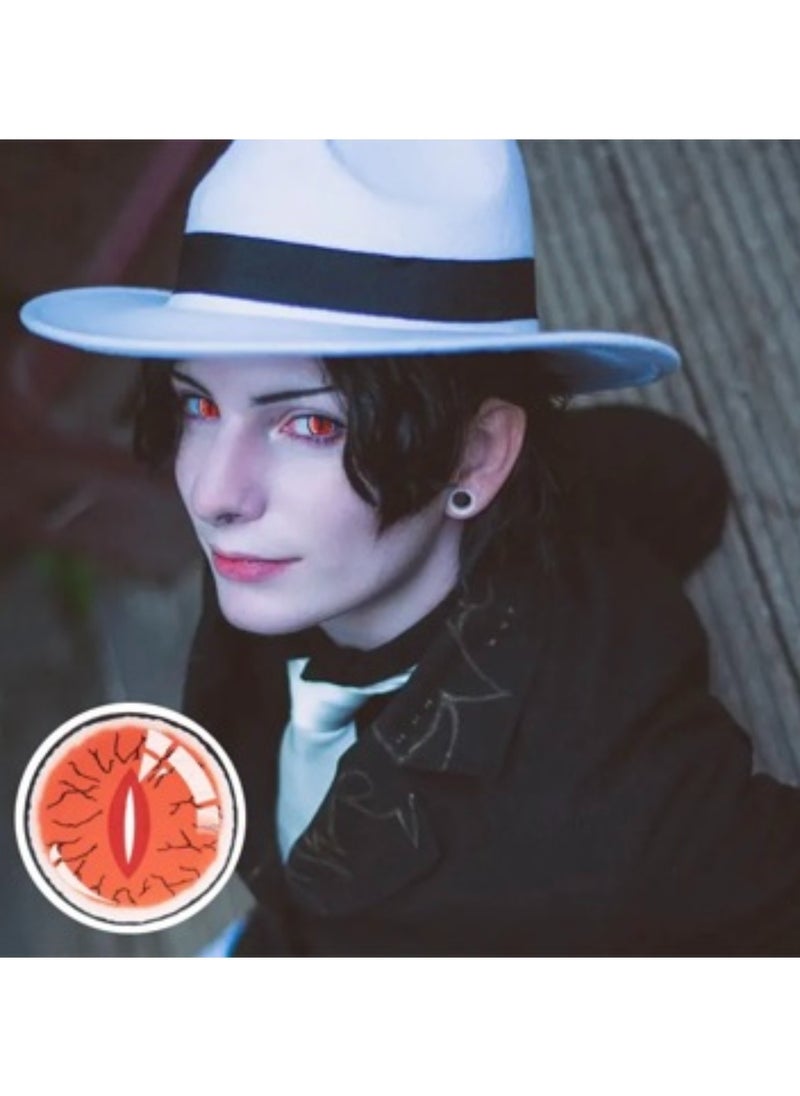Unibling - Demon Slayer Kibutsuji Muzan Yearly Colored Contact Lenses, Unisex Cosmetic Cosplay Contact Lenses, Enlargement Collection, Orange, With Case - Image 1
