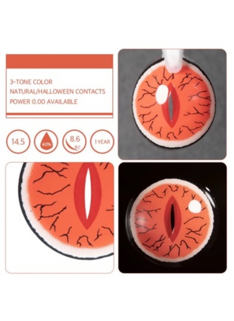 Unibling - Demon Slayer Kibutsuji Muzan Yearly Colored Contact Lenses, Unisex Cosmetic Cosplay Contact Lenses, Enlargement Collection, Orange, With Case - Image 1