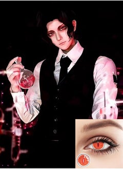 Demon Slayer Kibutsuji Muzan Yearly Colored Contact Lenses, Unisex Cosmetic Cosplay Contact Lenses, Enlargement Collection, Orange, With Case