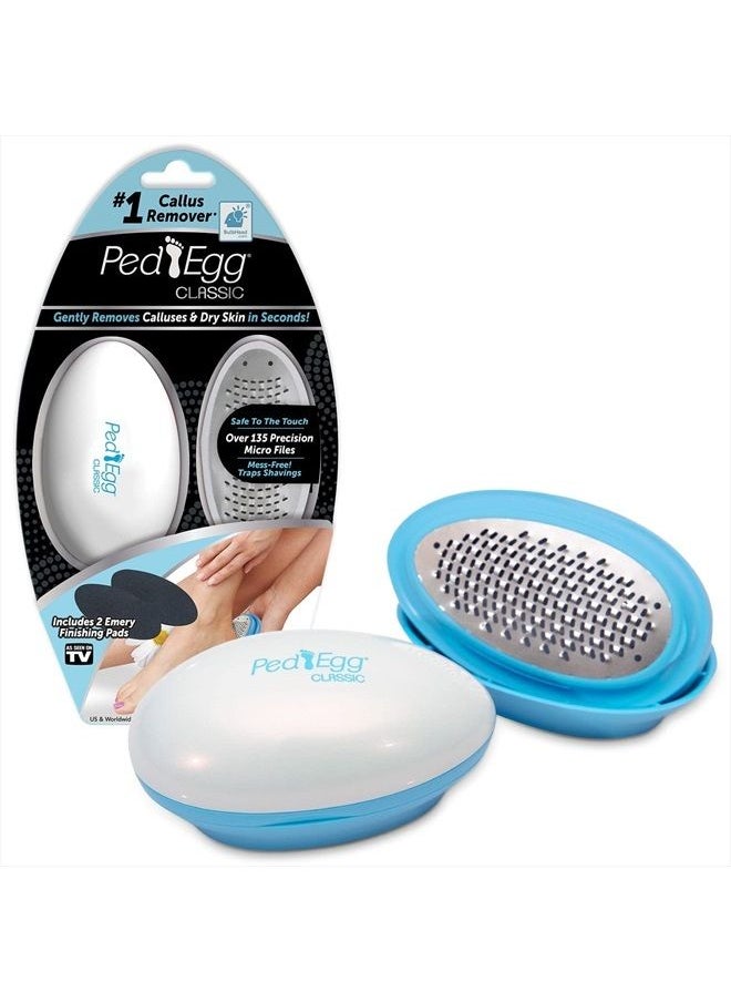 PedEgg - Ped Egg Classic Callus Remover, As Seen On TV, New Look, Safely and Painlessly Remove Tough Calluses & Dry Skin to Reveal Smooth Soft Feet, 135 Precision Micro-Blades, Traps Shavings Mess-Free - Image 1