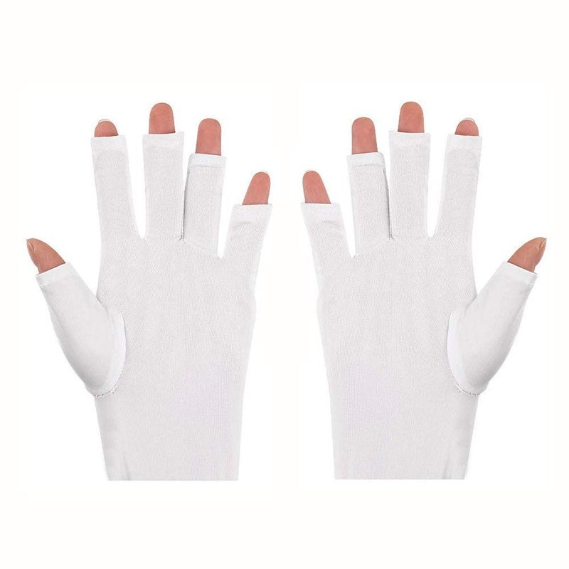 STORE 2508 Store2508 Nails UV Shield Glove Anti UV Glove for Gel Manicures with UVLED Nail Lamps One Pair White - Image 1