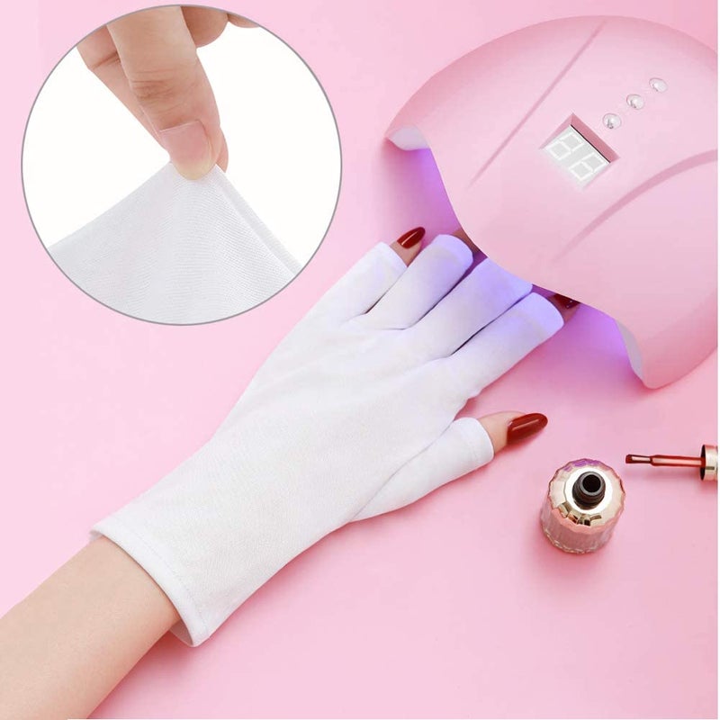 STORE 2508 Store2508 Nails UV Shield Glove Anti UV Glove for Gel Manicures with UVLED Nail Lamps One Pair White - Image 3