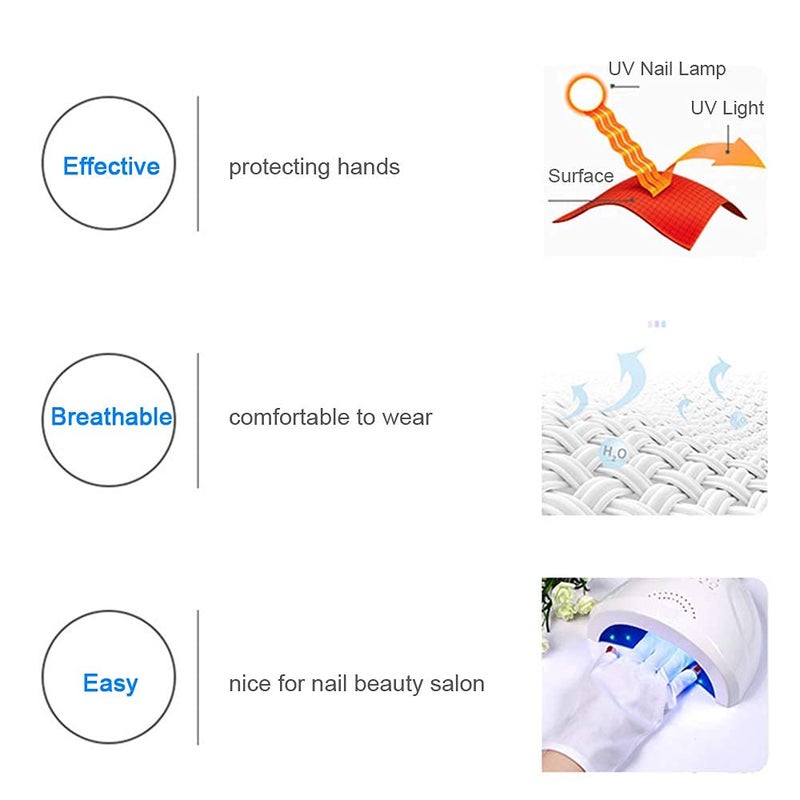 STORE 2508 Store2508 Nails UV Shield Glove Anti UV Glove for Gel Manicures with UVLED Nail Lamps One Pair White - Image 4