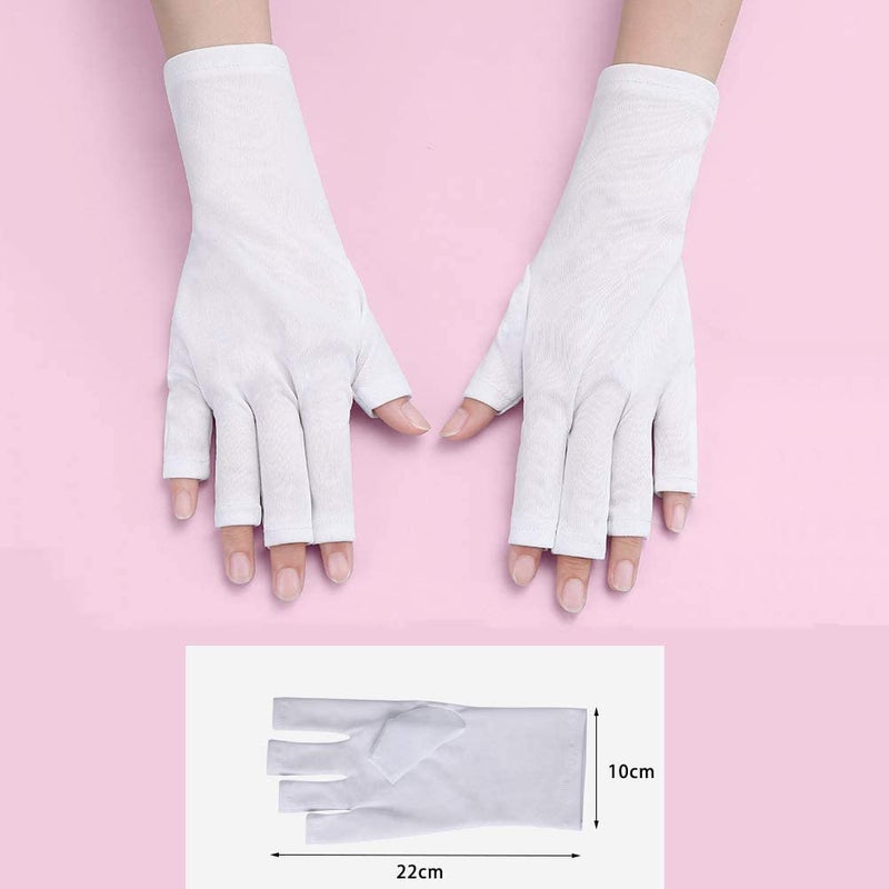 STORE 2508 Store2508 Nails UV Shield Glove Anti UV Glove for Gel Manicures with UVLED Nail Lamps One Pair White - Image 2