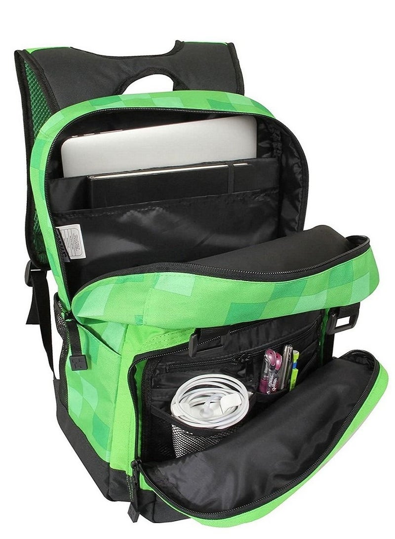 Minecraft Creeper Solo Backpack Bookbag, Green, One Size, Casual