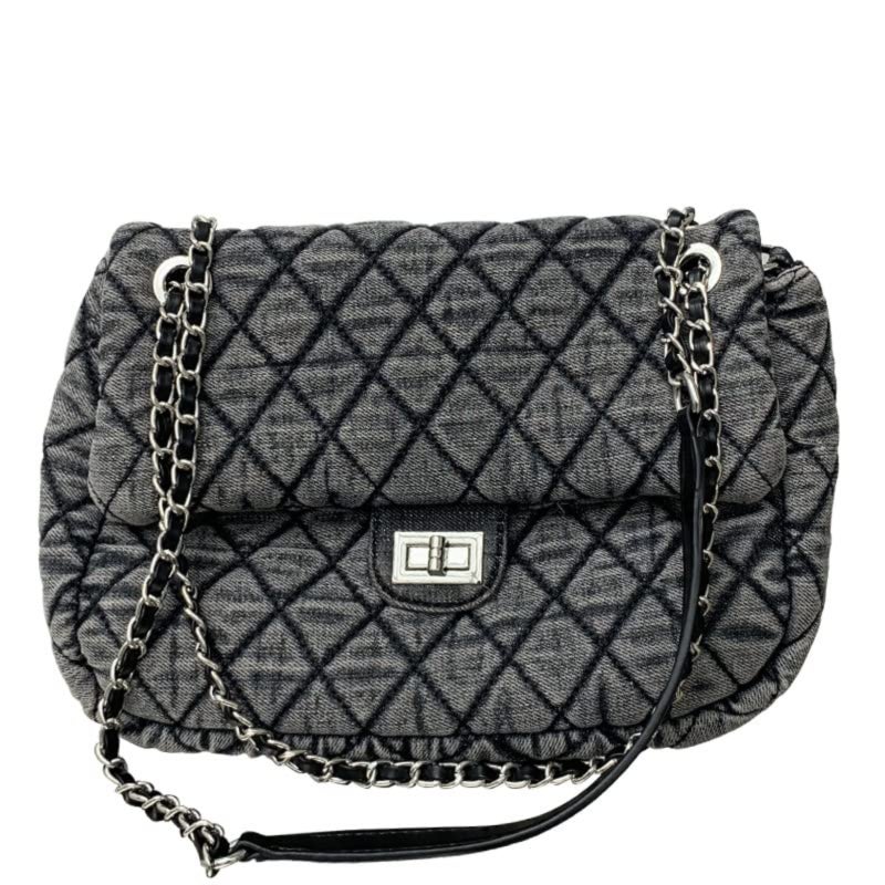 Washed Denim Crossbody Bag 13 × 9 × 2 Inches - Retro Faded Finish Adjustable Chain Leather Strap Shoulder Bag for Daily School Work Travel Teenage Girls Women - Image 1
