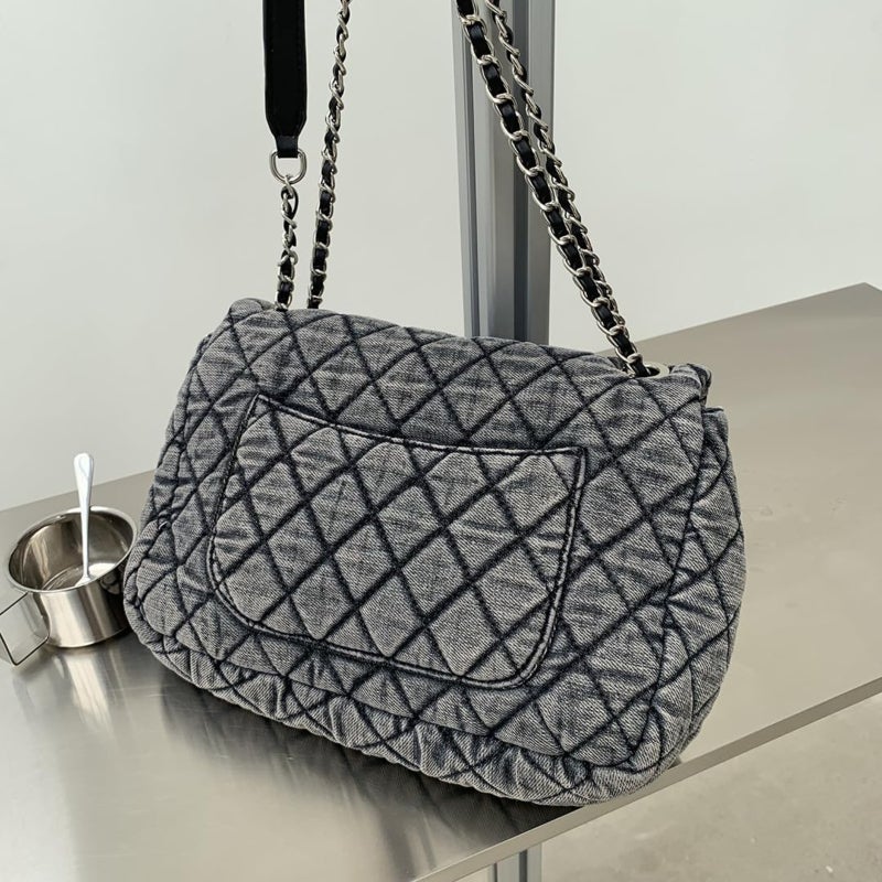 Washed Denim Crossbody Bag 13 × 9 × 2 Inches - Retro Faded Finish Adjustable Chain Leather Strap Shoulder Bag for Daily School Work Travel Teenage Girls Women - Image 5
