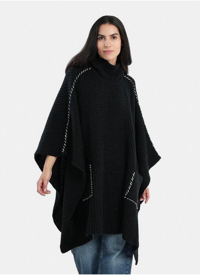 Clue Knitted Black Poncho  - Image 1
