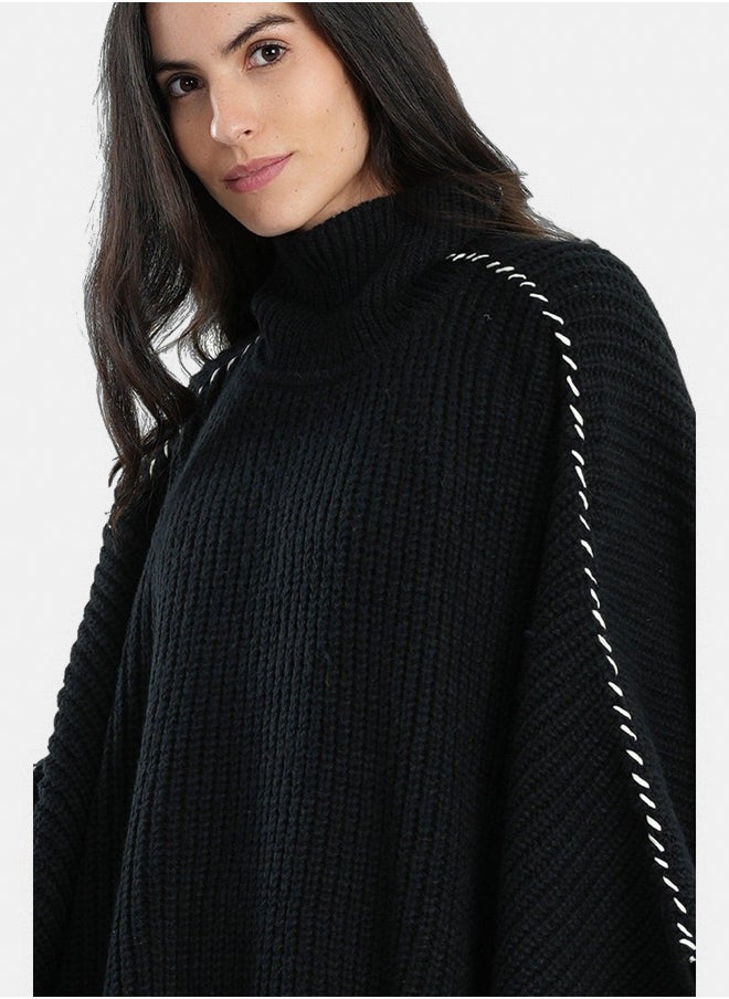 Clue Knitted Black Poncho  - Image 3