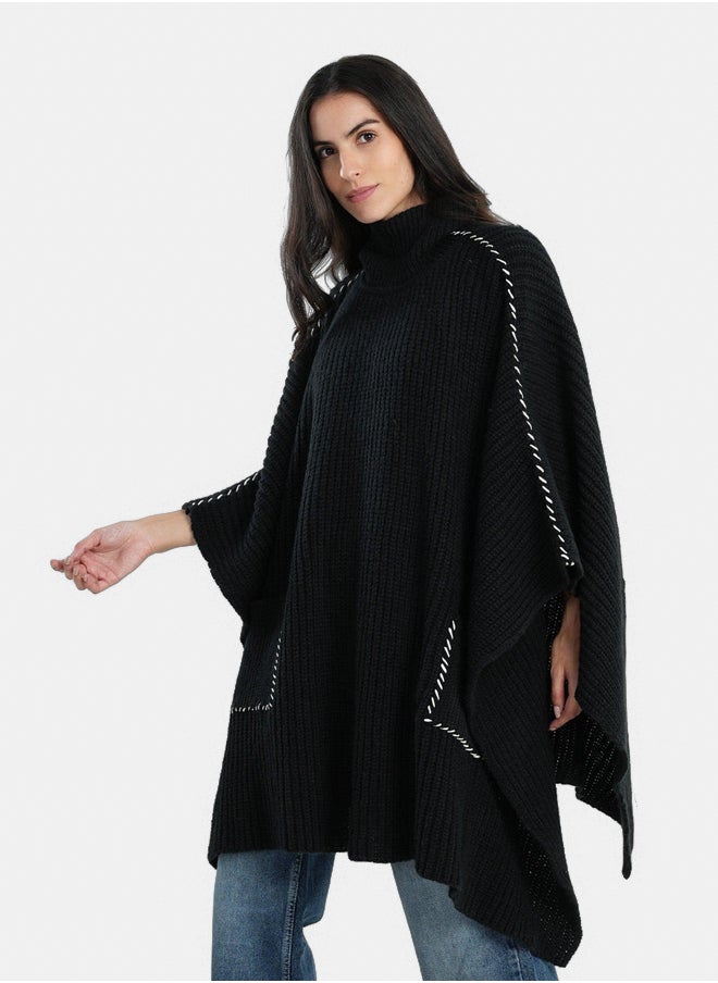Clue Knitted Black Poncho  - Image 2