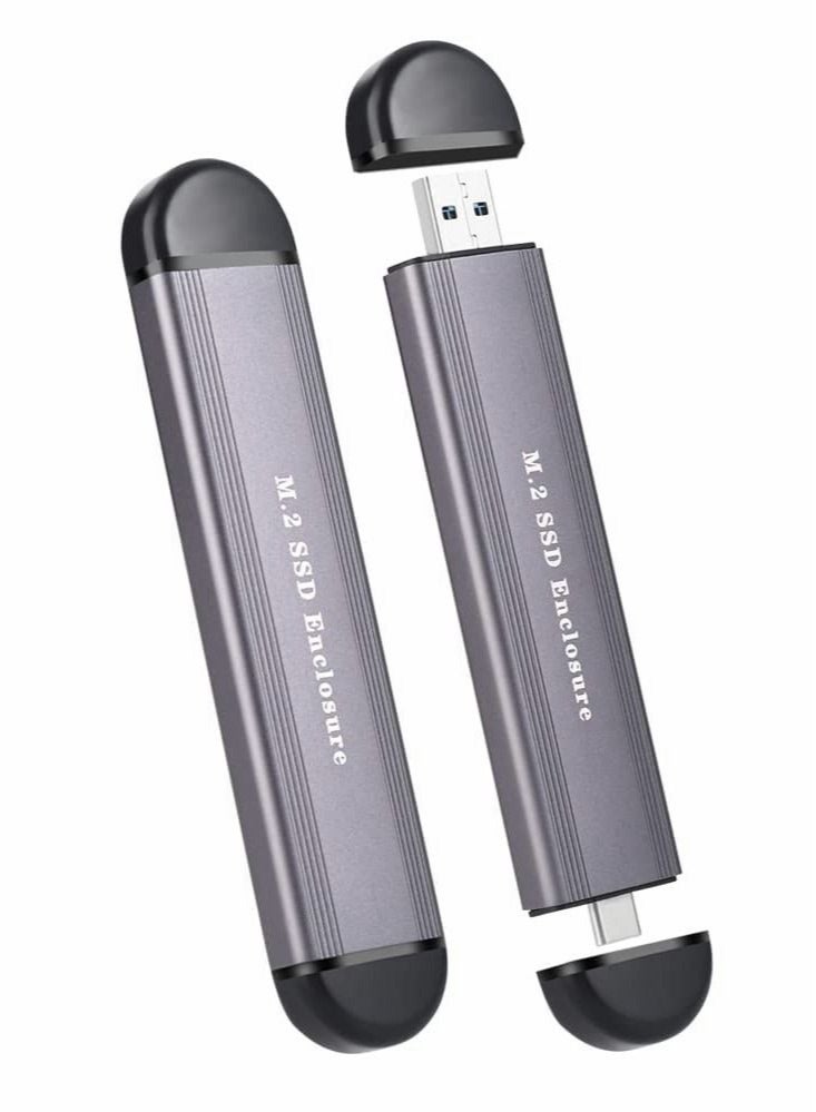 Captaintech M.2 SSD Enclosure Adapter, NVME/SATA Dual Protocol Adapter Case with USB C 3.1/3.2 Gen 2 and USB A - Image 1