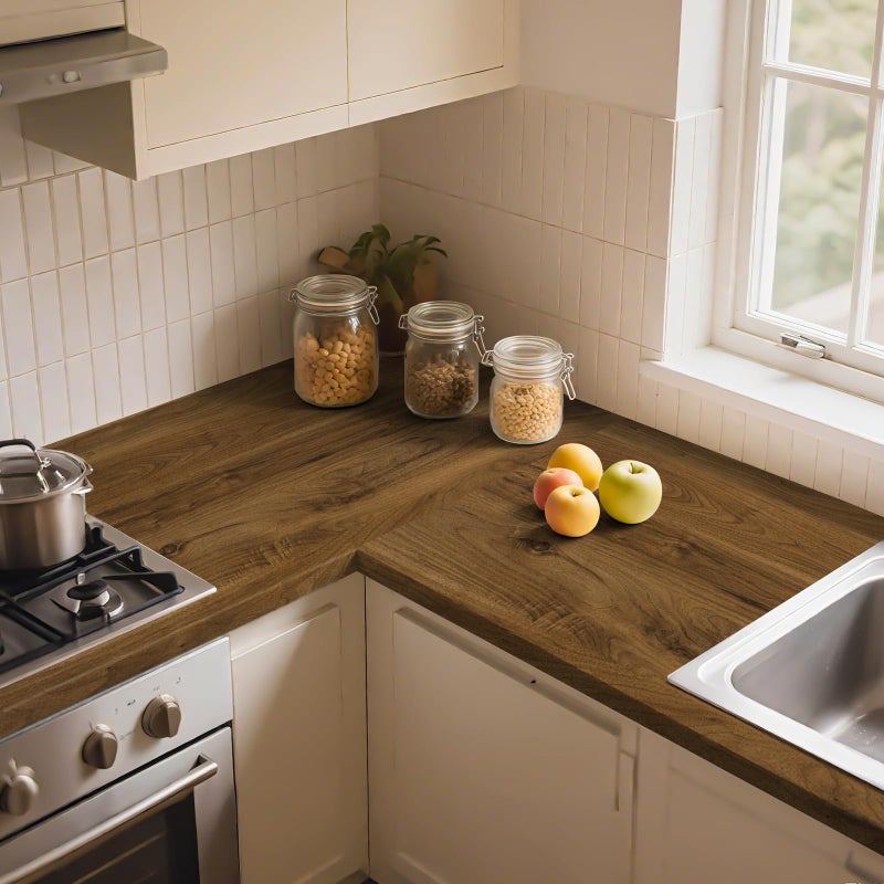 COSNIGHT Wood Contact Paper Peel and Stick - Brown Self Adhesive Vinyl Wrap Wooden Grain Waterproof Wallpaper - 15.7''x120'' Removable Nature Wall Paper for Cabinet Countertop Kitchen - Image 3
