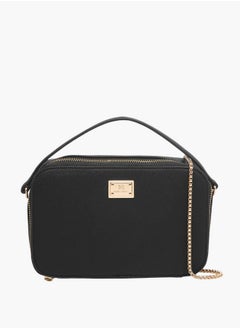 Flora Bella By Shoexpress Textured Crossbody Bag with Chain Strap and Zip Closure  - Image 1
