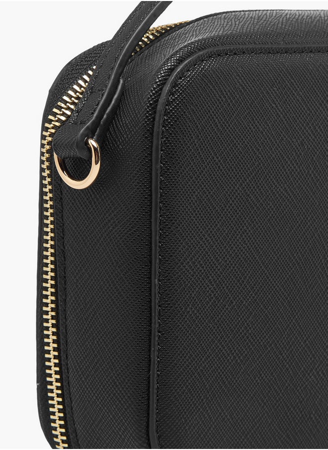 Flora Bella By Shoexpress Textured Crossbody Bag with Chain Strap and Zip Closure  - Image 5