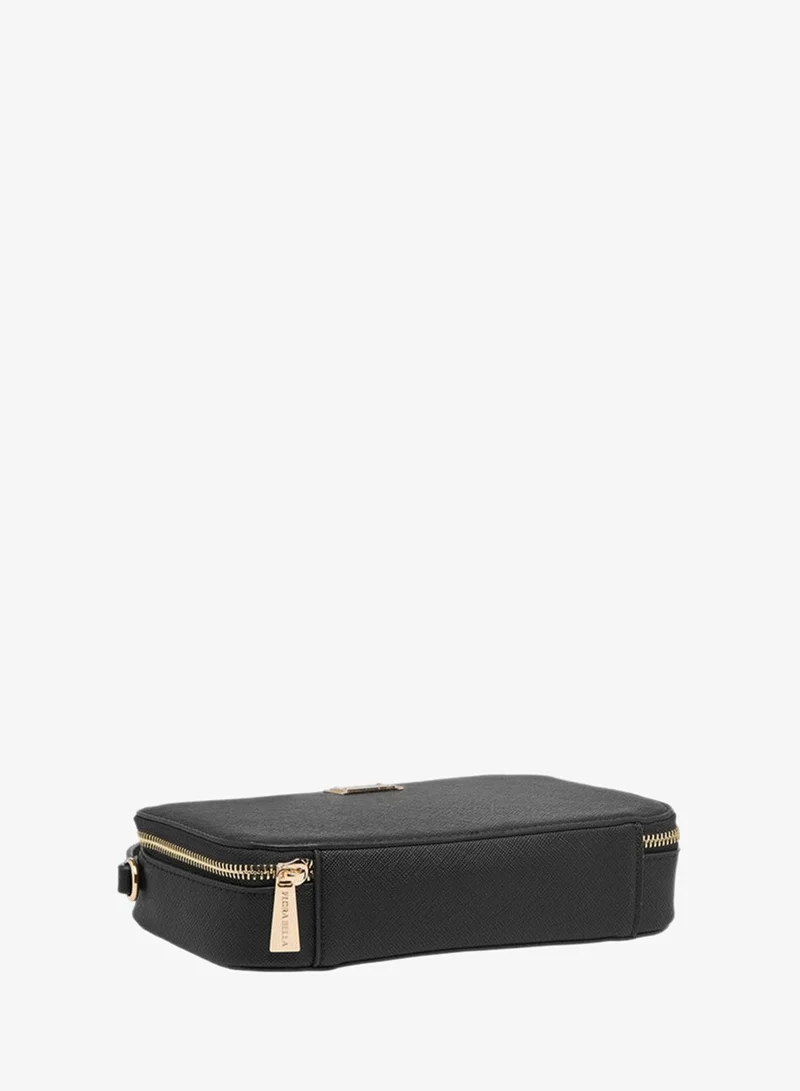 Flora Bella By Shoexpress Textured Crossbody Bag with Chain Strap and Zip Closure
