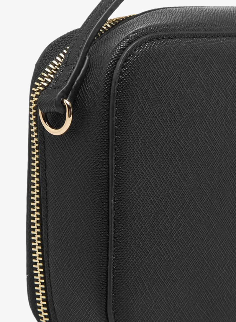 Flora Bella By Shoexpress Textured Crossbody Bag with Chain Strap and Zip Closure