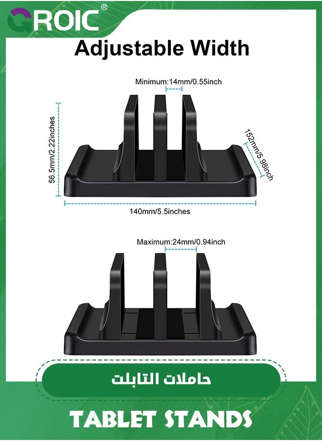 GROIC 3 in 1 Vertical Laptop Stand Holder, Adjustable ABS Plastic Desktop Notebook Dock, Vertical Laptop Stand Space-Saving for All MacBook/Surface/Samsung/HP/Dell/Chrome Book  - Image 3