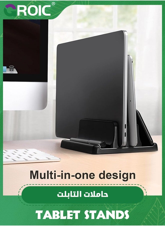 GROIC 3 in 1 Vertical Laptop Stand Holder, Adjustable ABS Plastic Desktop Notebook Dock, Vertical Laptop Stand Space-Saving for All MacBook/Surface/Samsung/HP/Dell/Chrome Book  - Image 2