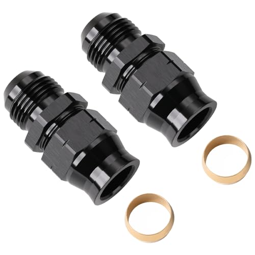Podavelle 10AN Male Flare to 58 Hardline Compression Fitting Adapter Straight Aluminum Black 2PCS - Image 1