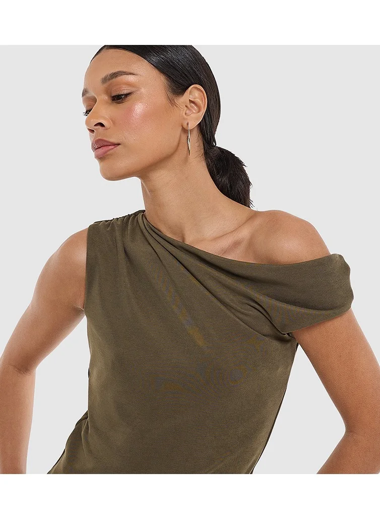 BCBG Draped Asymmetric Neck Top