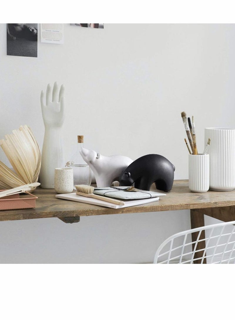 Ceramic Polar Bear Figurines Home Decor Set, Animal Sculpture and Statue Ornament for Office Table TV Cabinet,  Craft Gifts (2 Pcs)