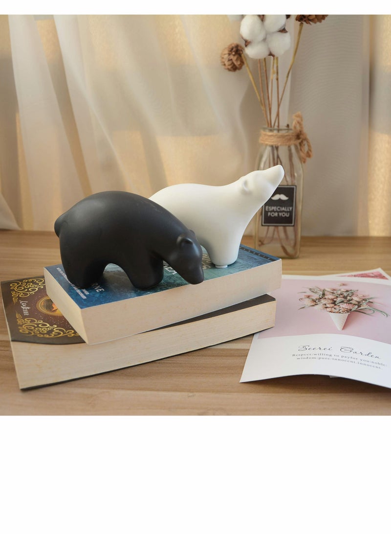 Ceramic Polar Bear Figurines Home Decor Set, Animal Sculpture and Statue Ornament for Office Table TV Cabinet,  Craft Gifts (2 Pcs)