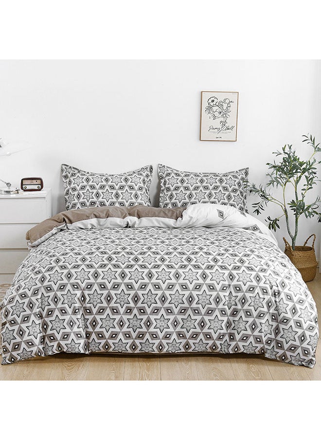 RISHAHOME 4-Piece Single Size Duvet Cover Set|1 Duvet Cover + 1 Fitted Sheet + 2 Pillow Cases|Microfibre|CELESTE  - Image 2