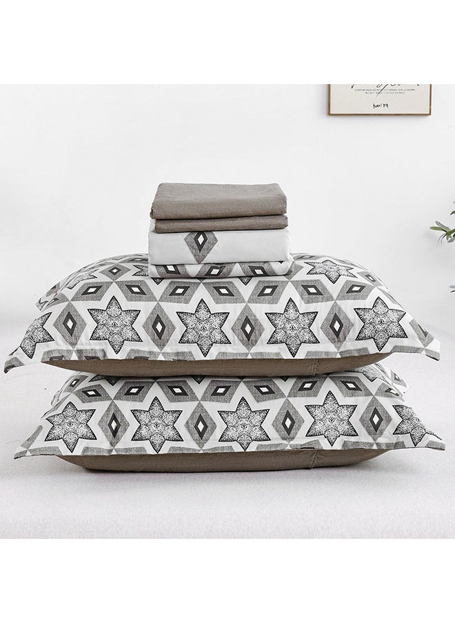 RISHAHOME 4-Piece Single Size Duvet Cover Set|1 Duvet Cover + 1 Fitted Sheet + 2 Pillow Cases|Microfibre|CELESTE  - Image 4