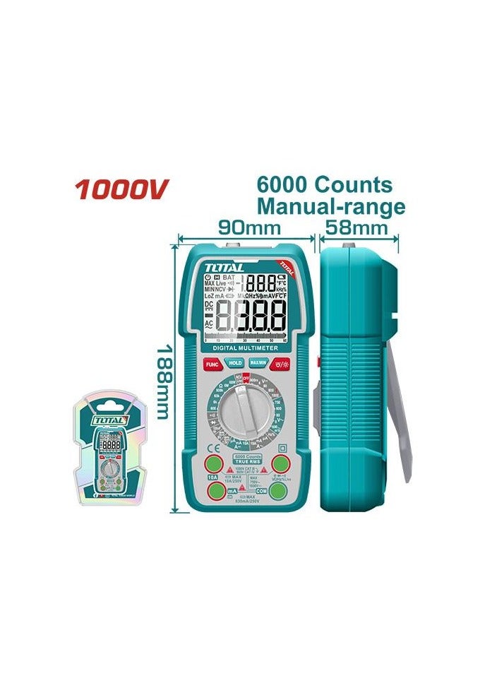 TOTAL Digital Multimeter – True RMS, 6000 Counts | High Voltage 1000V | AC/DC Current + NCV - Image 1