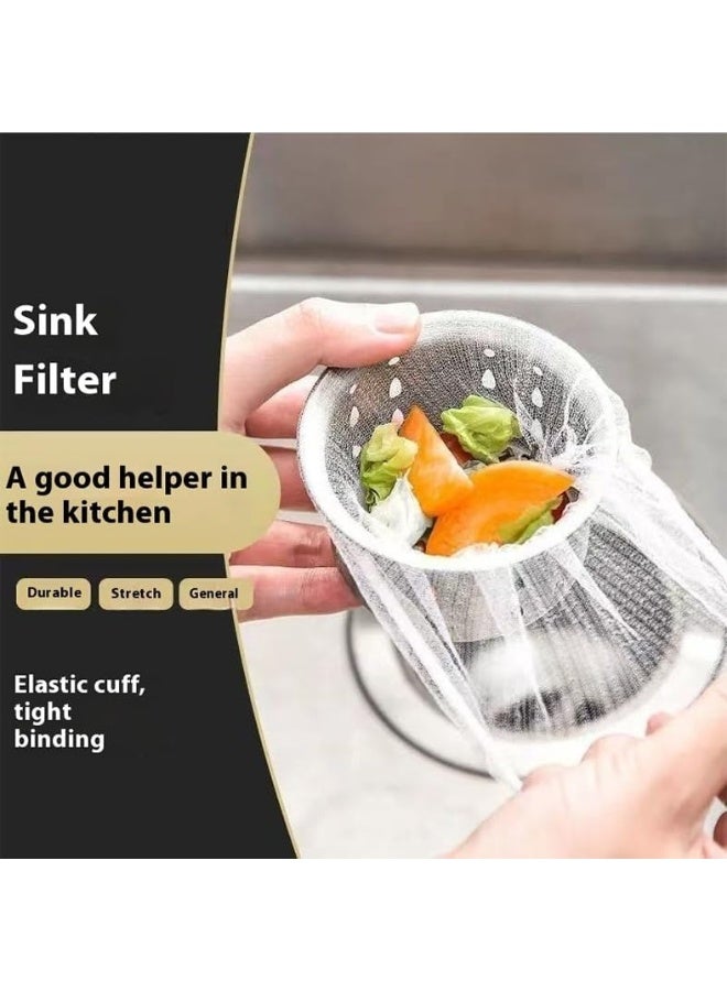 Kitchen Sink Strainer Mesh Bag - Disposable Mesh Sink Strainer Bags Durable Elastic Mouth Kitchen Drain Strainer Net Bag For Filtering Food Scraps 100 Pack - Image 3