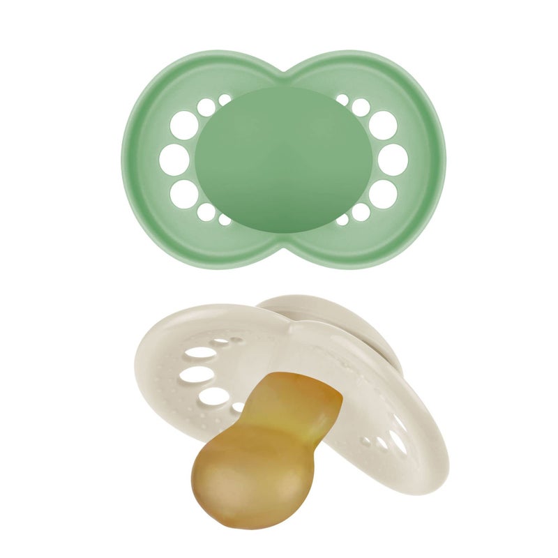 MAM Original Latex Pacifiers, Binky Pacifier for 6-16 Months, Natural Rubber Nipple, Made from Bio-Circular Materials, Easy to Clean, with Sterilizer Case, 2 Count Binkies - Image 1