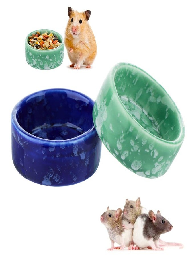 VTurboWay 2 Pcs Hamster Ceramic Food Bowl Chew-Resistant Food and Water Dish for Hamster Rat Small Animals (Green and Purple) - Image 1