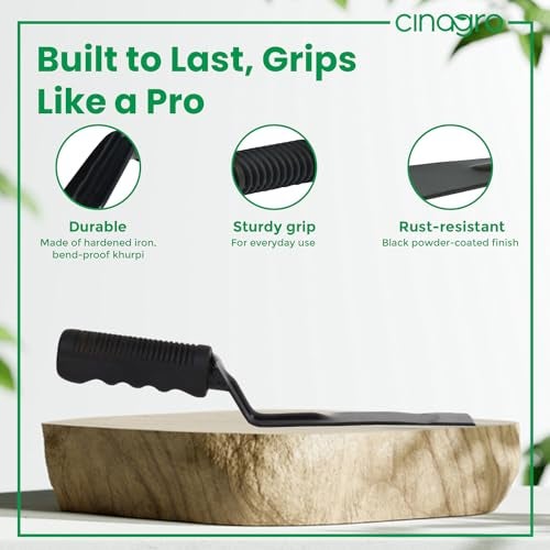 Cinagro Gardening Khurpi 1-inch Metal Blade, Tools for Soil Tilling, Rust-Free Khurpi for Garden, Plant Tool for Digging in Garden, for Indoor Gardens and Small Planters (Black) - Image 3