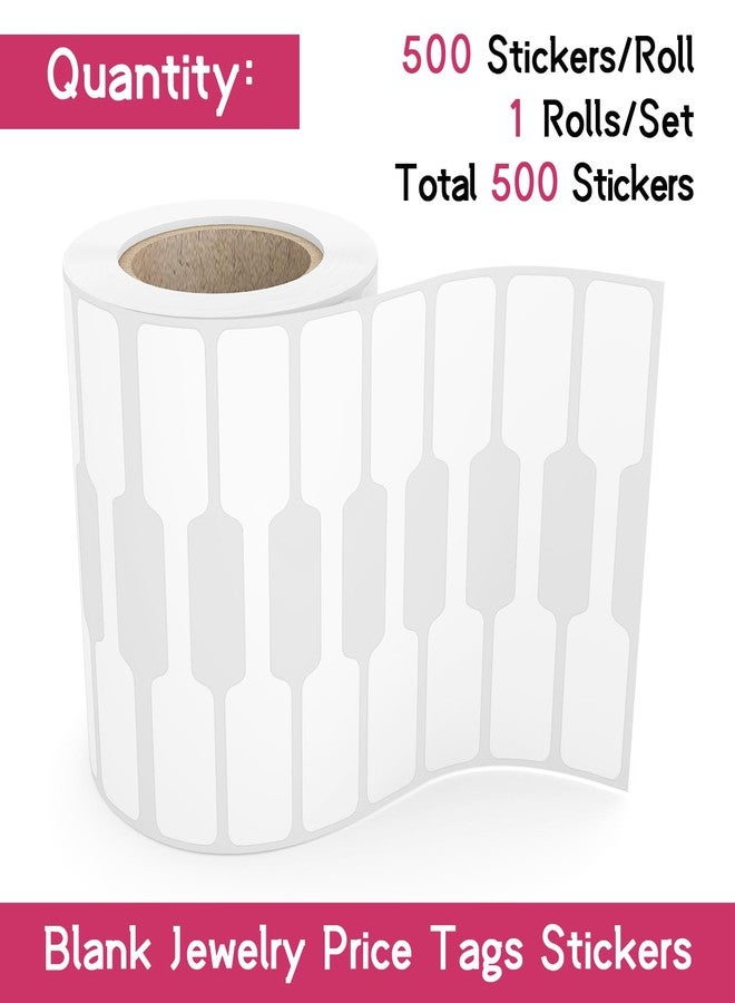 ملصقات أسعار المجوهرات StickerTag، 500 قطعة، لفة ملصقات لتحديد أسعار القلائد والأقراط، ملصقات بيضاء ذاتية اللصق فارغة على شكل دمبل، ملصقات لعرض الأساور والخواتم والملابس - Image 3