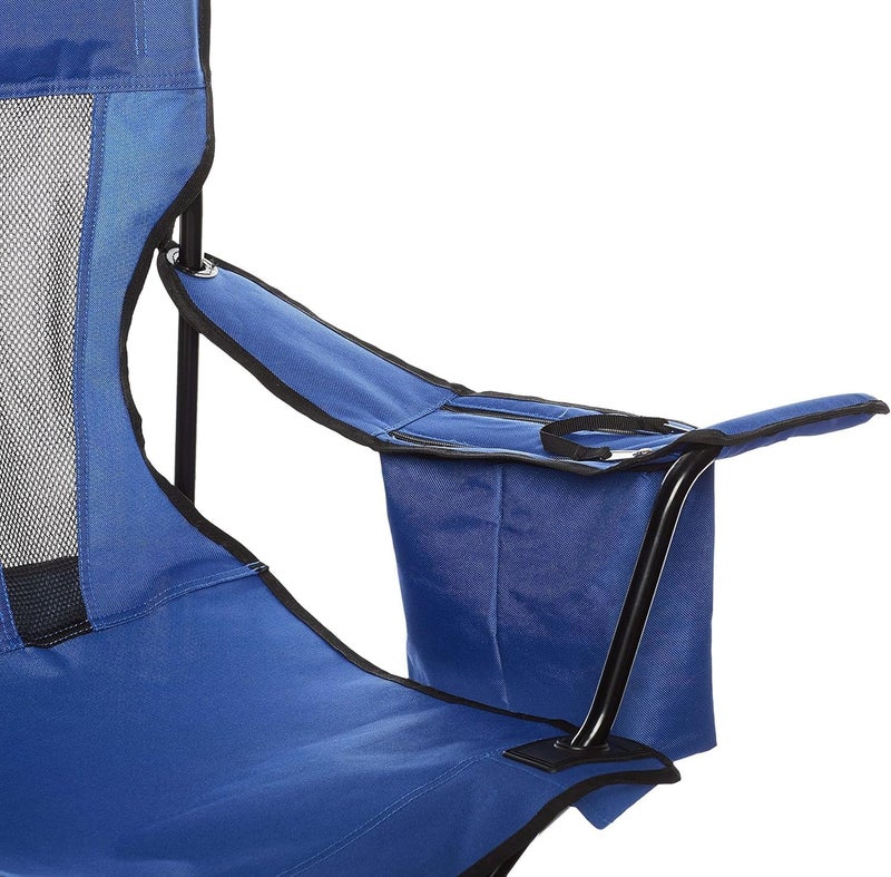 Altis Comfortable, Heavy Duty, Portable Camping Chair with 4-Can Cooler, Side Pocket, Cup Holder, and Carry Bag, Collapsible for Camping, Fishing, Beach, and Backpacking, Large, Mesh, Blue كرسي رحلات - Image 5